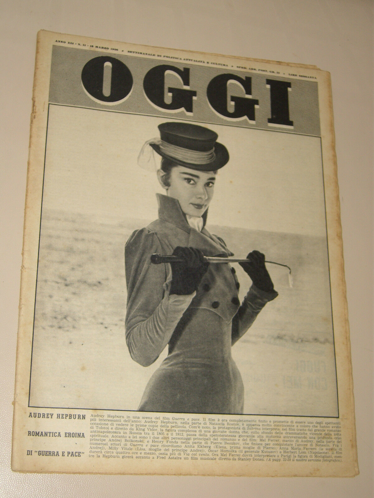 OGGI magazine side cover Issue 11 11 March 1956