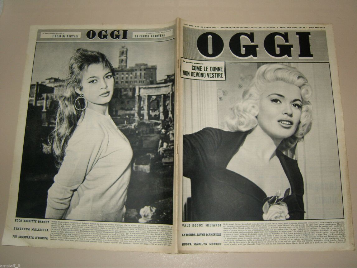 OGGI magazine side cover Issue 12 15 March 1957