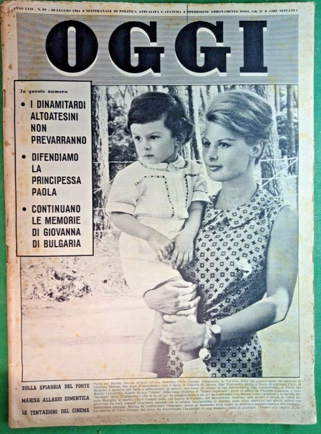 OGGI magazine side cover Issue 29 20 July 1961