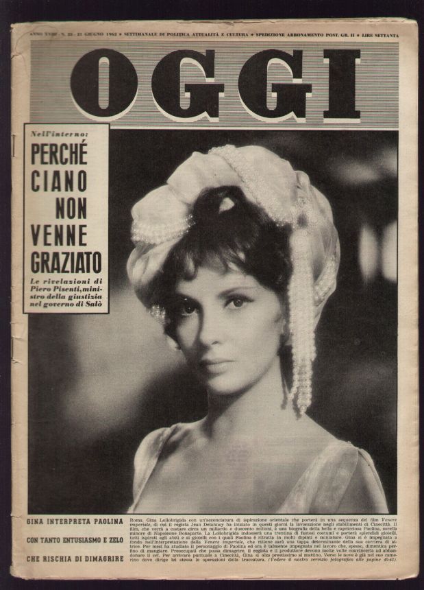 OGGI magazine side cover Issue 25 21 June 1962
