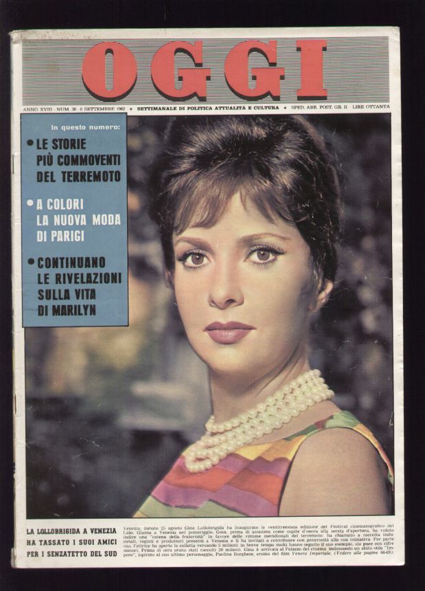 OGGI magazine side cover Issue 36 6 September 1962