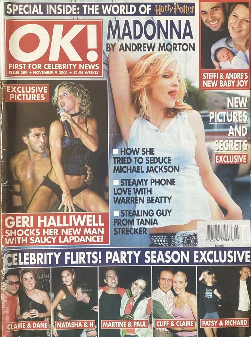 OK! UK magazine side cover 9 November 2001