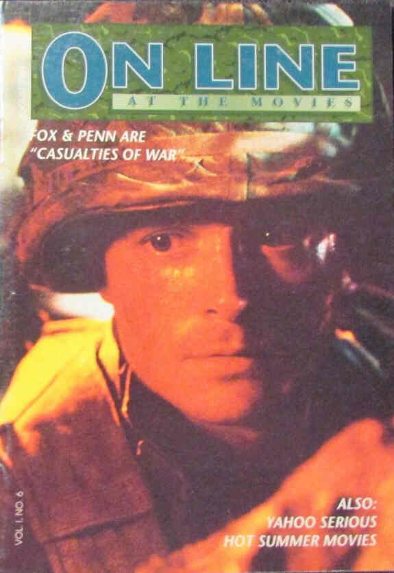 ON LINE AT THE MOVIES magazine side cover Issue 6  August 1989