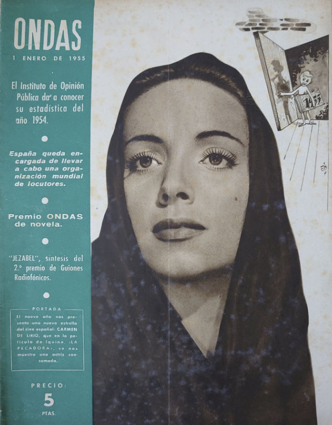 ONDAS magazine side cover Issue 50  January 1955