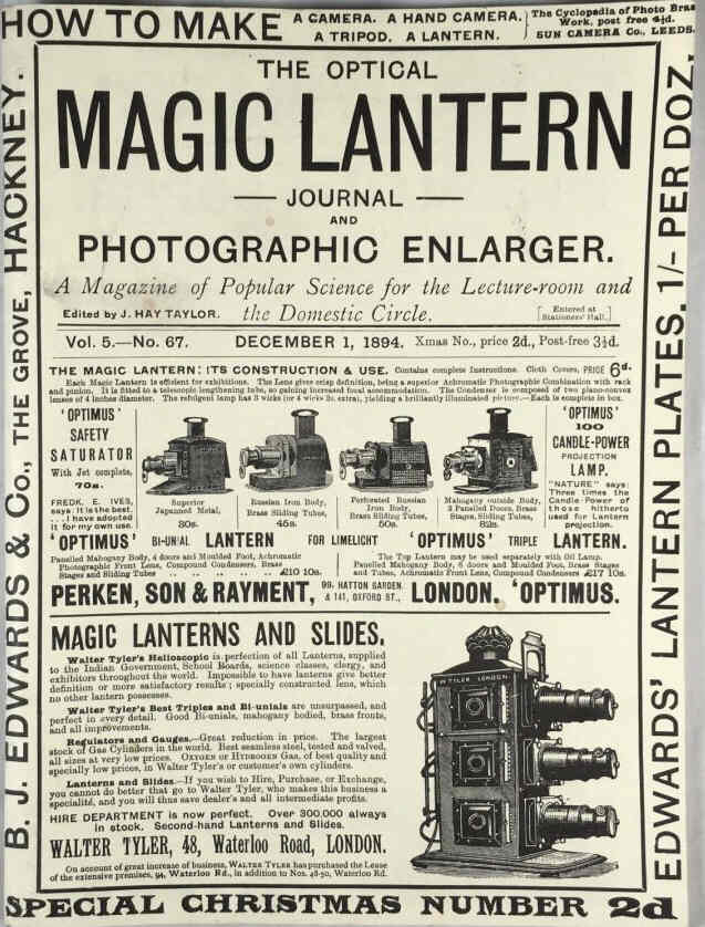 OPTICAL MAGIC LANTERN JOURNAL AND PHOTOGRAPHIC ENLARGER | THE magazine side cover Issue 67 1 December 1894