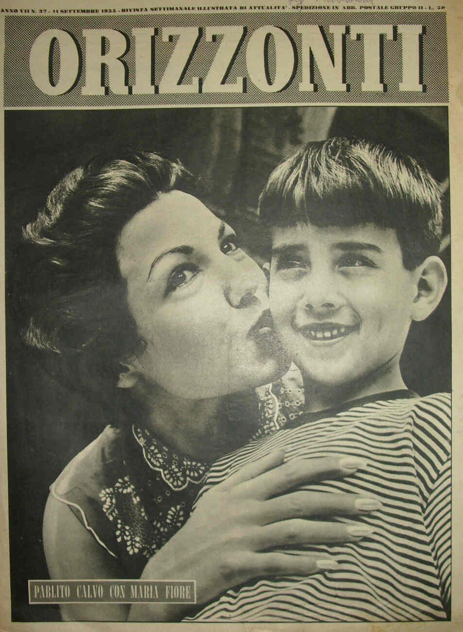 ORIZZONTI magazine side cover Issue 37 11 September 1955