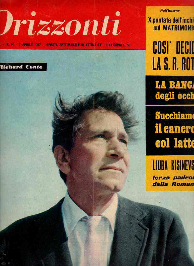 ORIZZONTI magazine side cover Issue 14 7 April 1957
