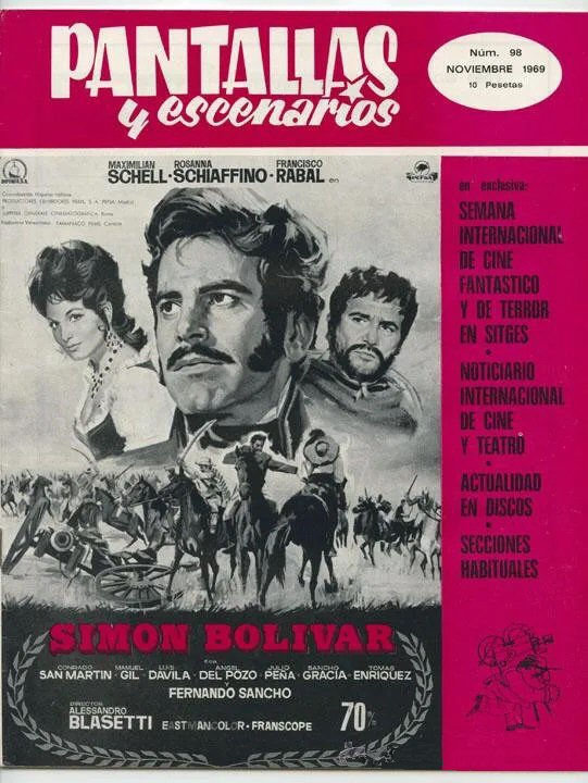 PANTALLAS Y ESCENARIOS magazine side cover Issue 98   1969