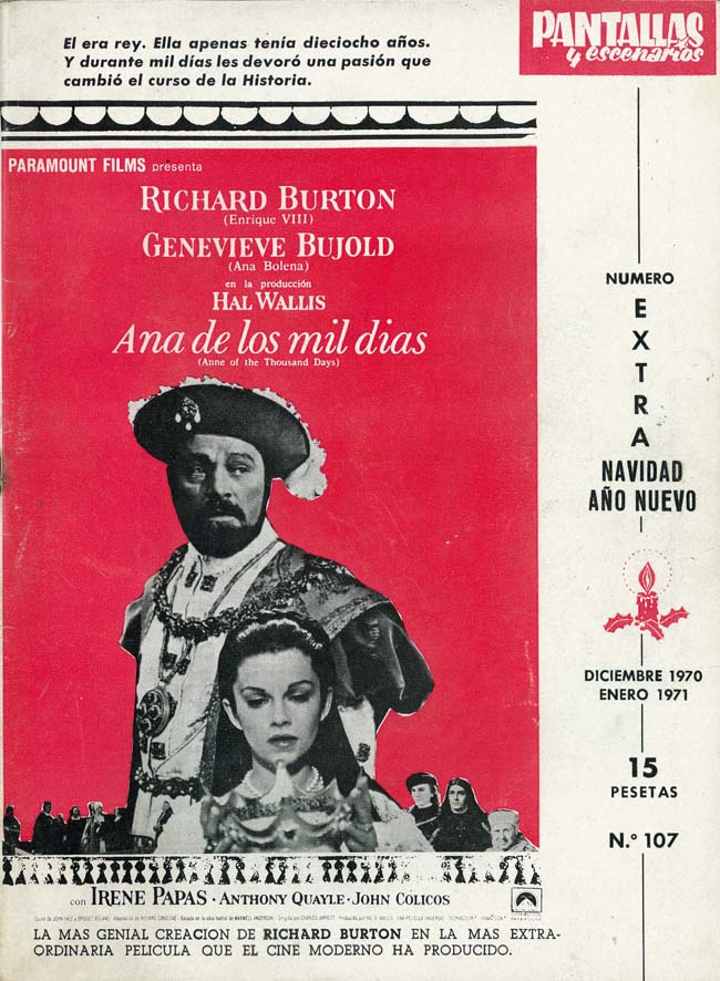 PANTALLAS Y ESCENARIOS magazine side cover Issue 107  December 1970/ January 1971 