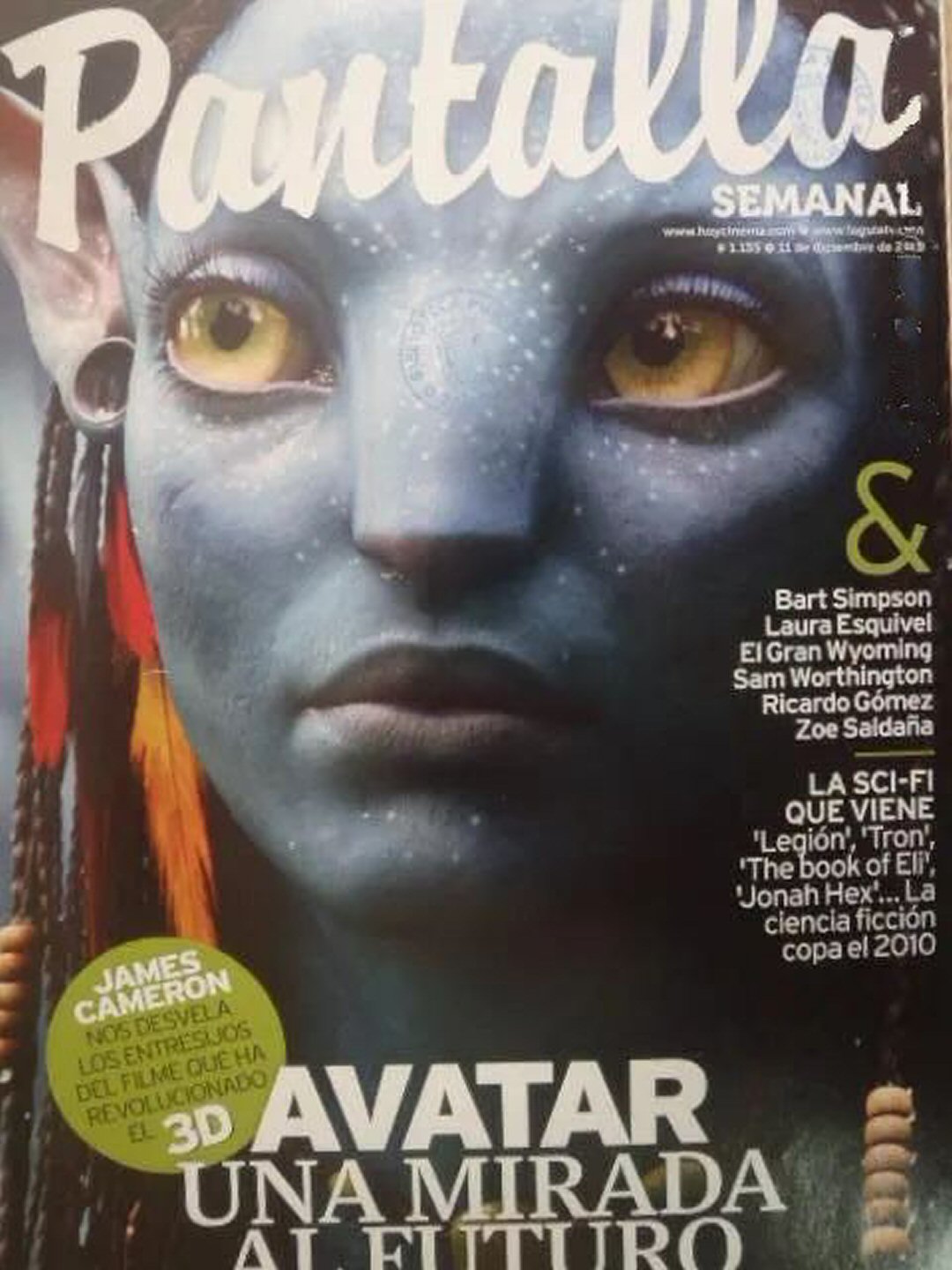 PANTALLA SEMANAL magazine side cover Issue 1155 11 December 2009