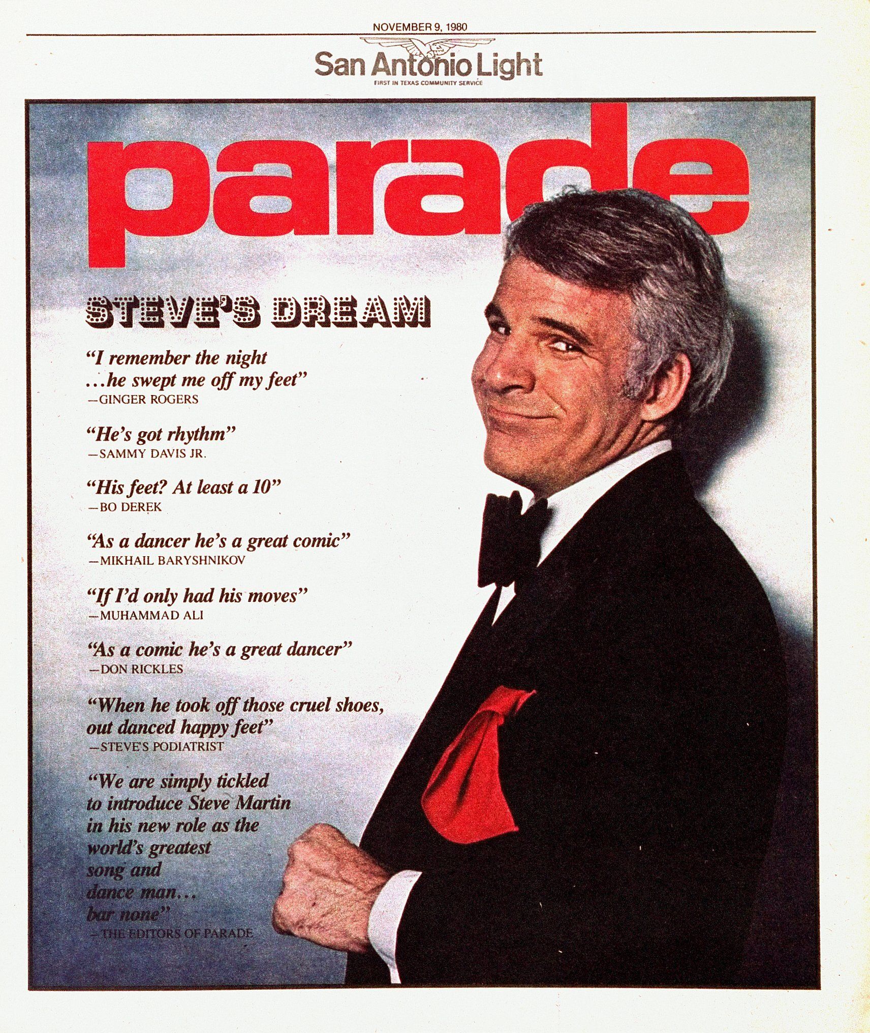 PARADE (USA) magazine side cover 9 November 1980