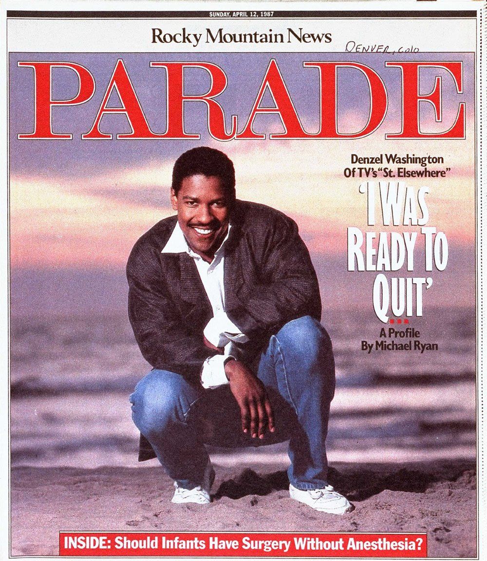 PARADE (USA) magazine side cover 12 April 1987