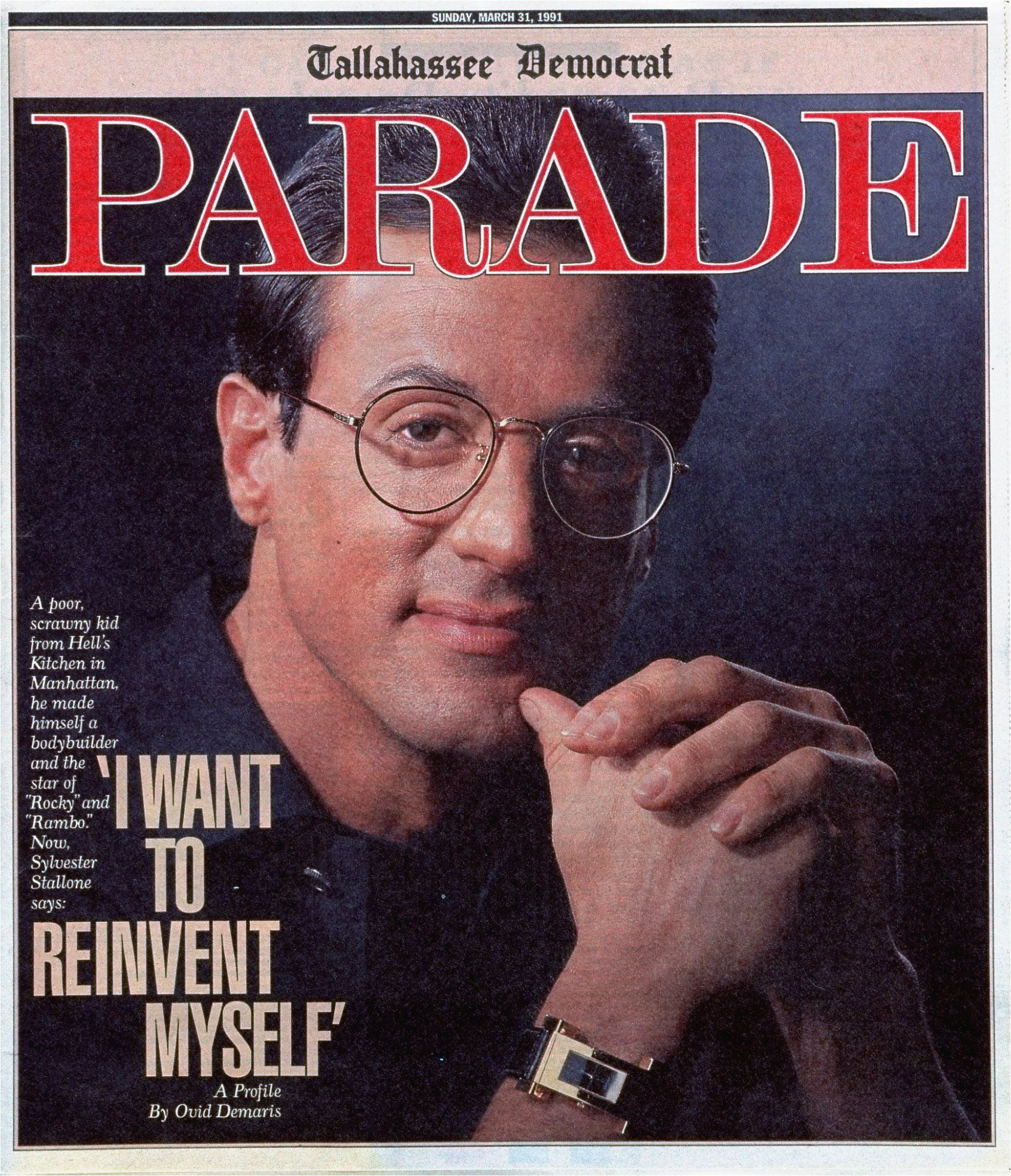 PARADE (USA) magazine side cover 31 March 1991