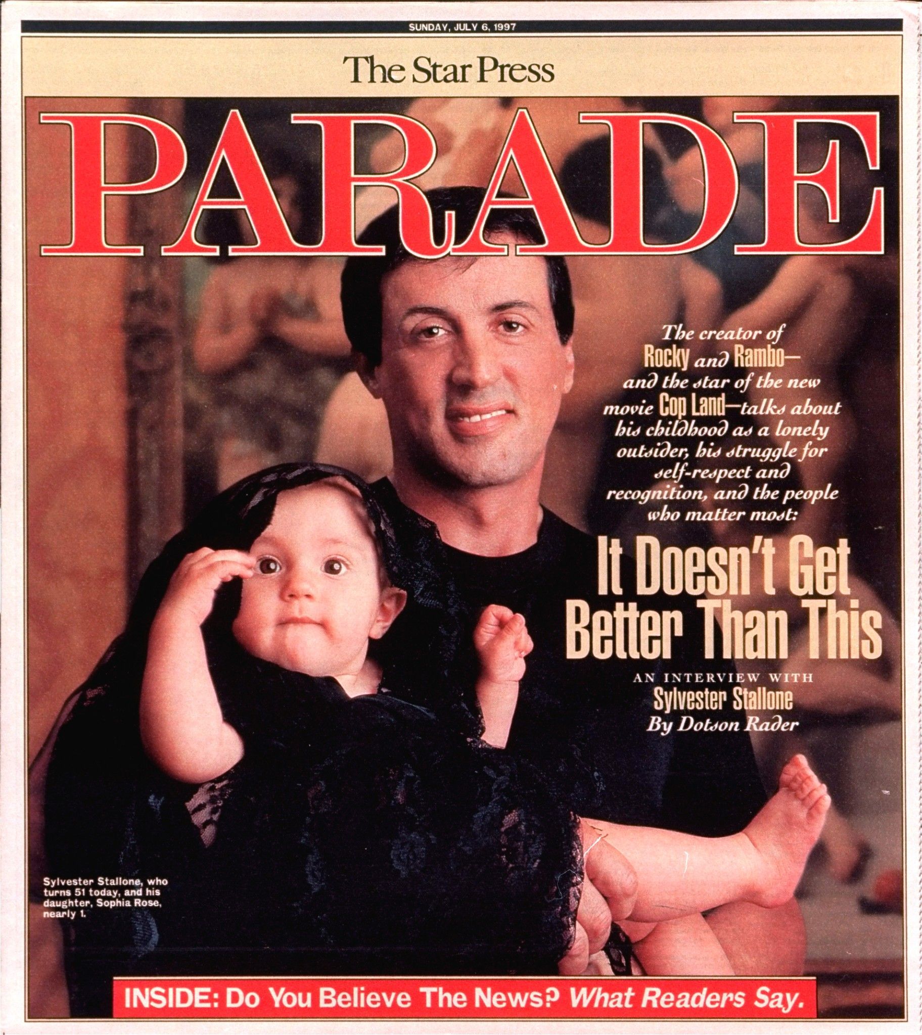 PARADE (USA) magazine side cover 6 July 1997