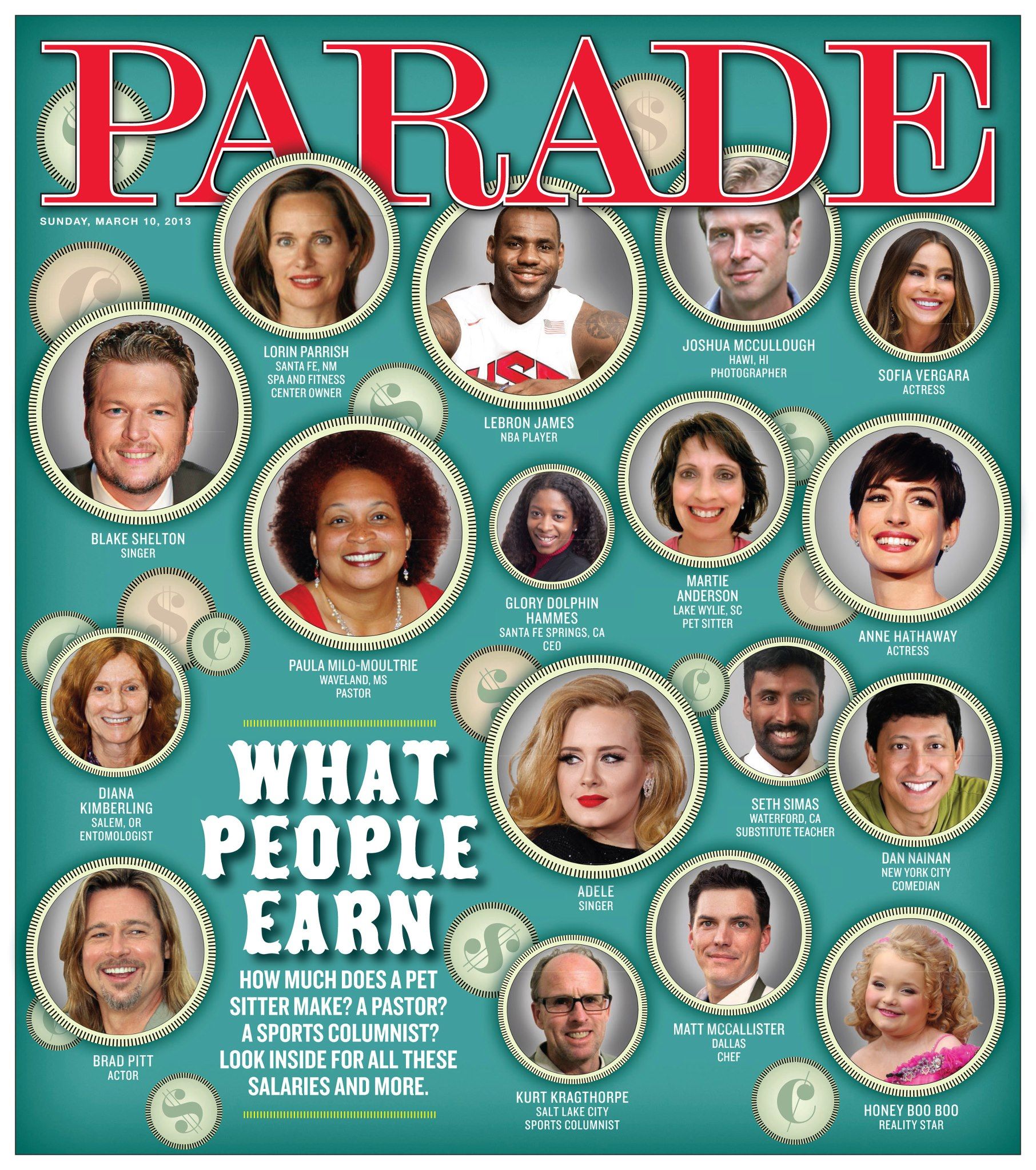 PARADE (USA) magazine side cover 10 March 2013