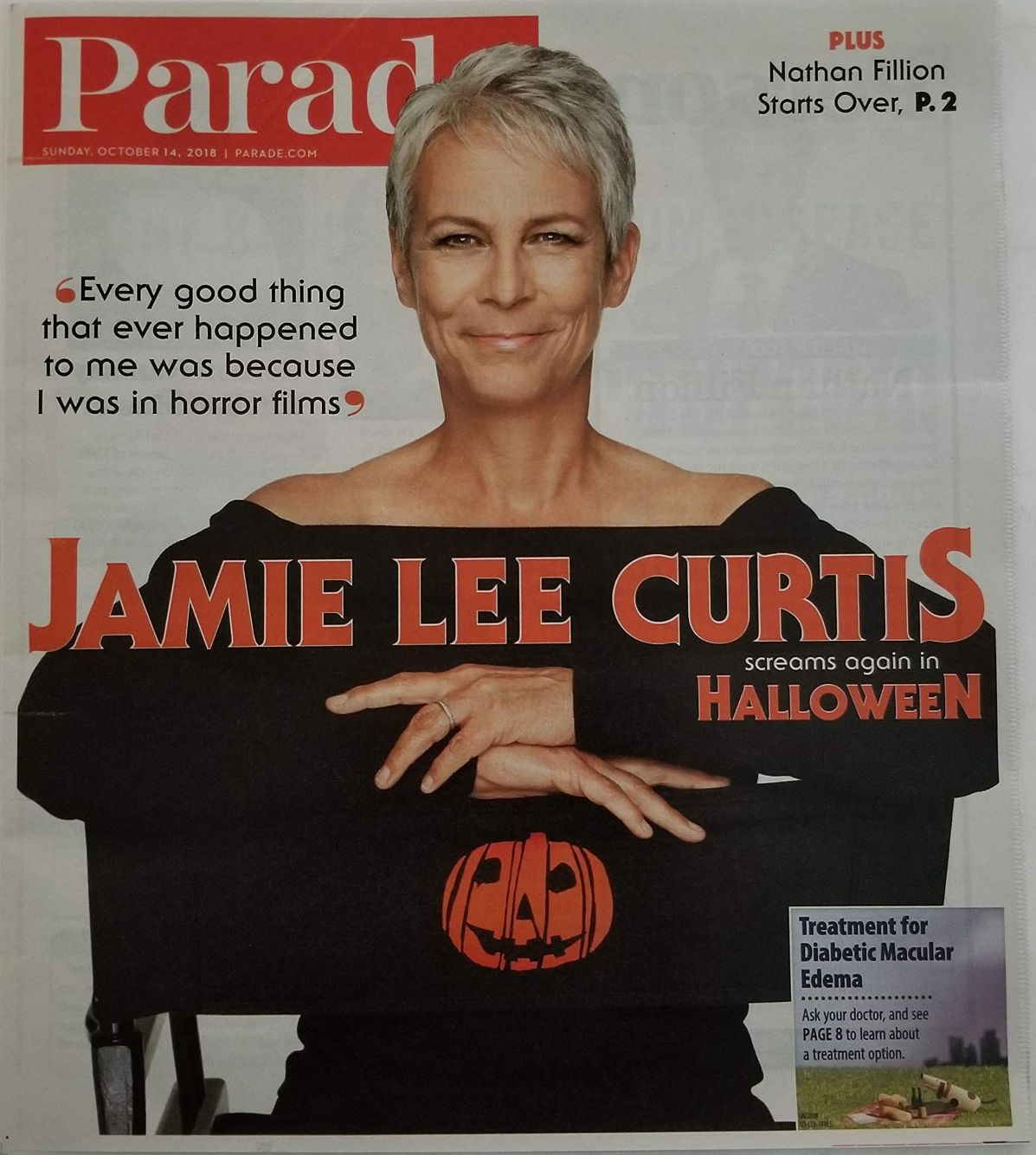 PARADE (USA) magazine side cover 14 October 2018