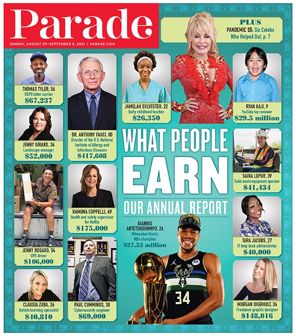 PARADE (USA) magazine side cover 29 August 2021