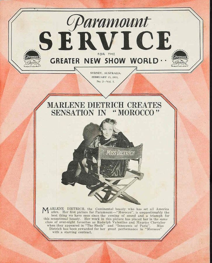 PARAMOUNT SERVICE (Au) magazine side cover 15 February 1931