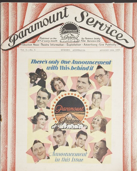 PARAMOUNT SERVICE (Au) magazine side cover  Vol 2 No  8 15 August 1930