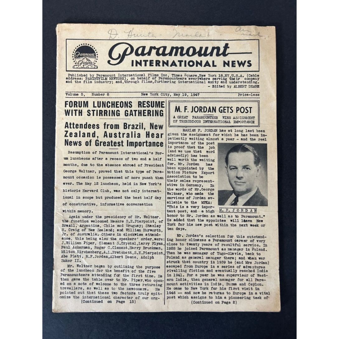 PARAMOUNT INTERNATIONAL NEWS magazine side cover 19 May 1947