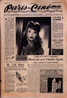 PARIS-CINEMA magazine side cover Issue 3 24 October 1945