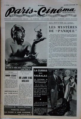 PARIS-CINEMA magazine side cover Issue 6 14 November 1945