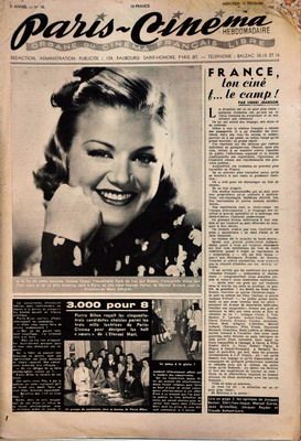 PARIS-CINEMA magazine side cover Issue 10 12 December 1945