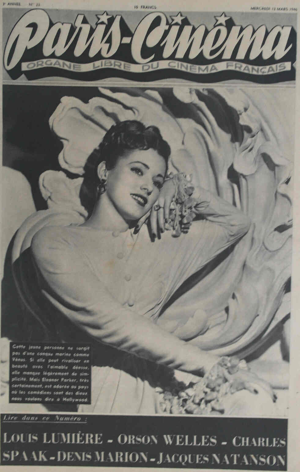 PARIS-CINEMA magazine side cover Issue 23 13 March 1946