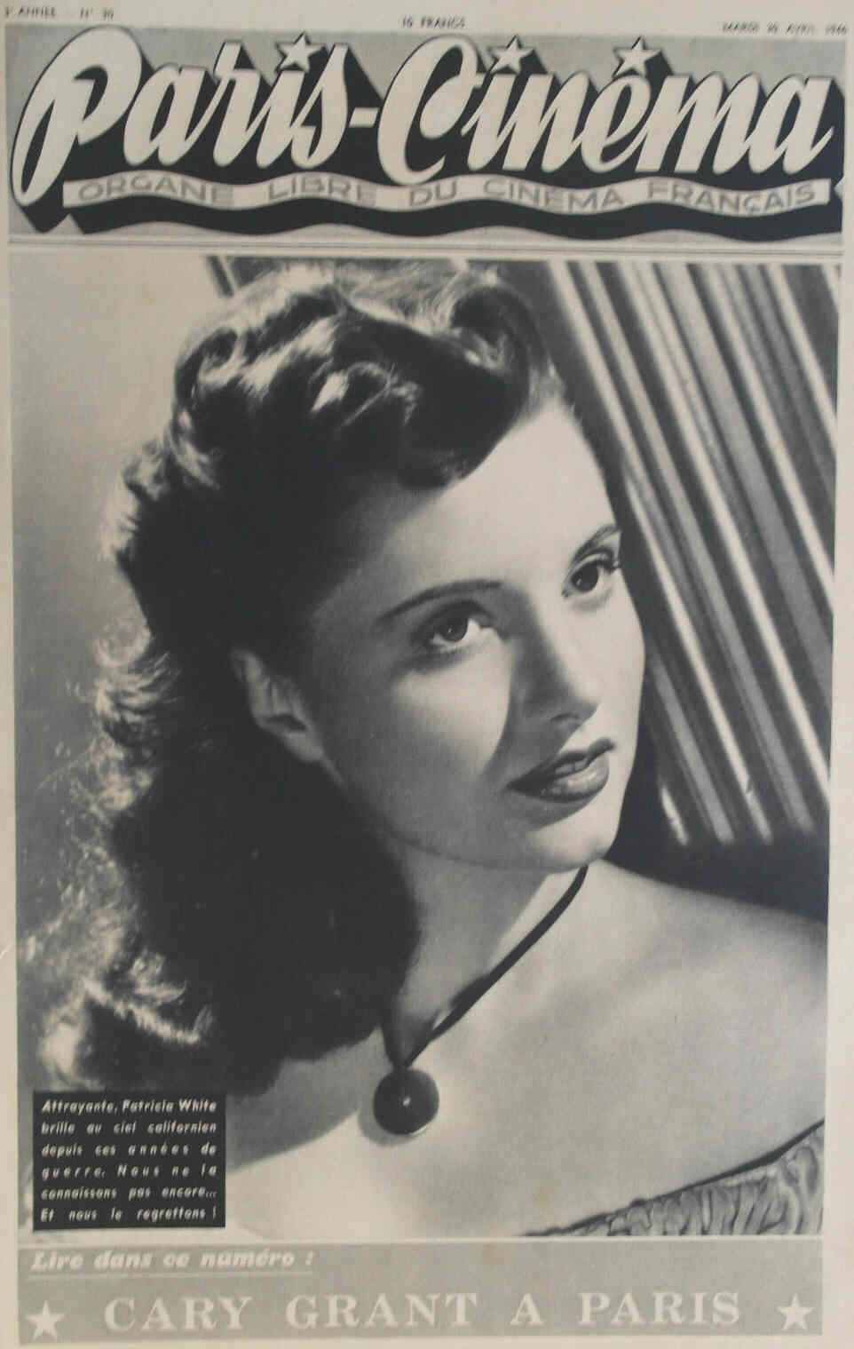 PARIS-CINEMA magazine side cover Issue 30 30 April 1946