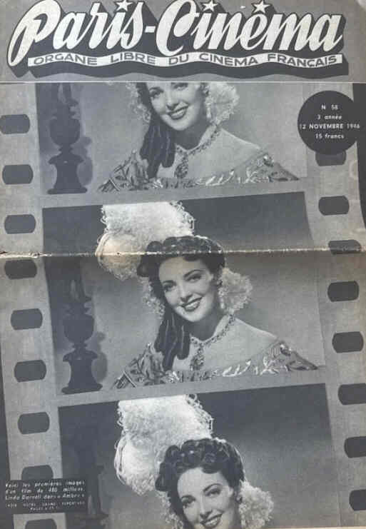PARIS-CINEMA magazine side cover Issue 58 12 November 1946