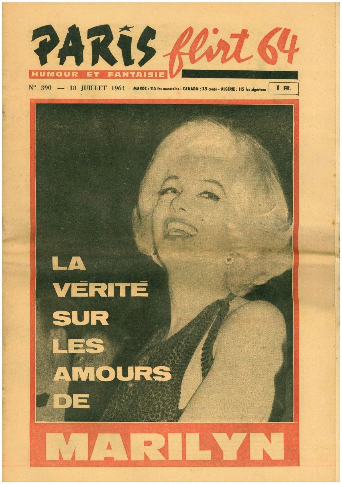 PARIS FLIRT magazine side cover Issue 390 18 July 1964