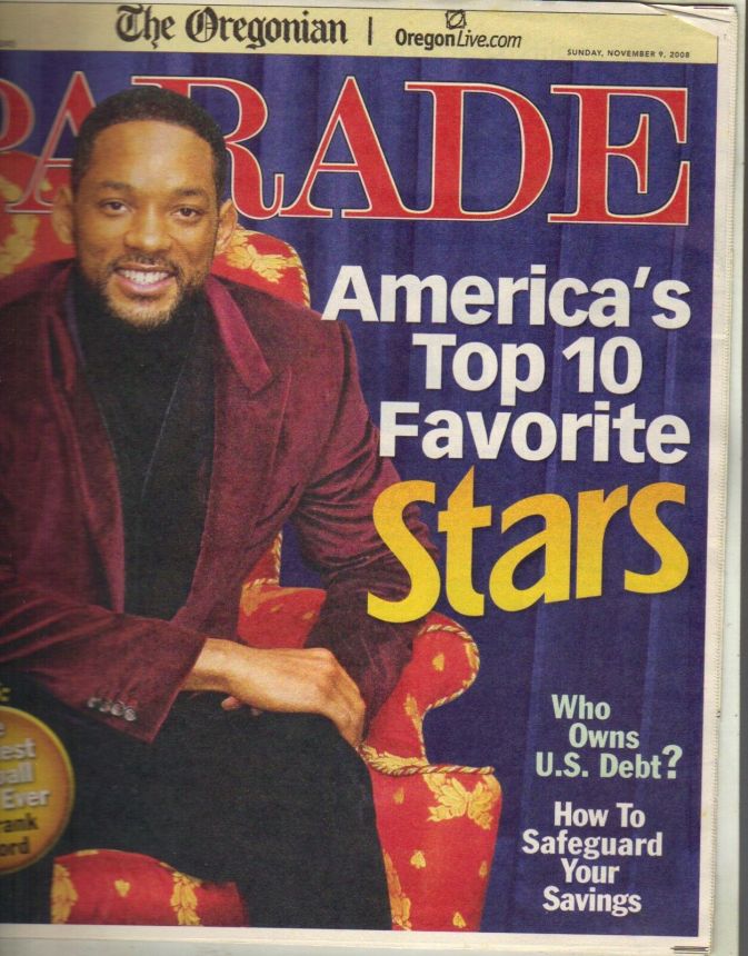PARADE (USA) magazine side cover 9 November 2008