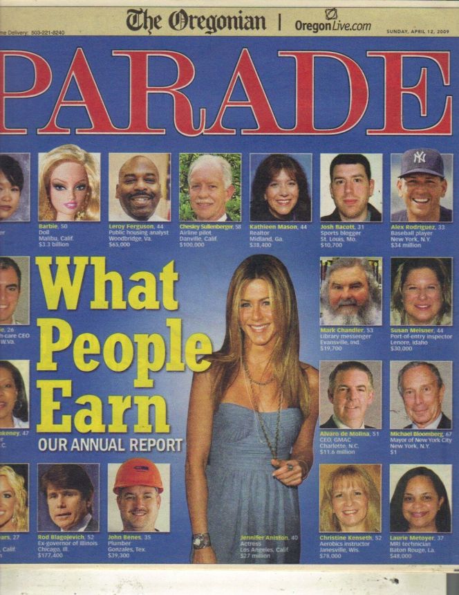 PARADE (USA) magazine side cover 12 April 2009