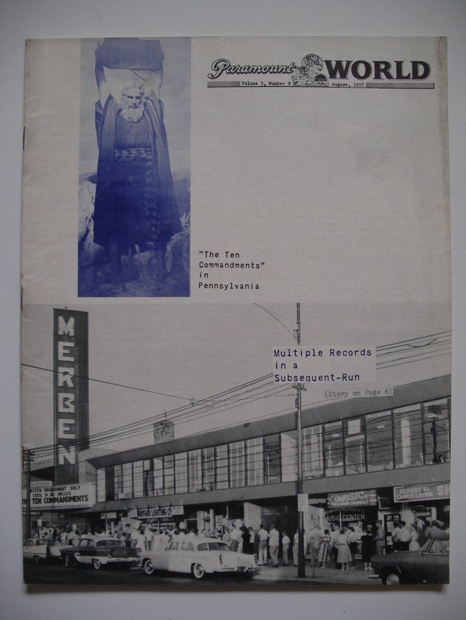PARAMOUNT WORLD magazine side cover  August 1957