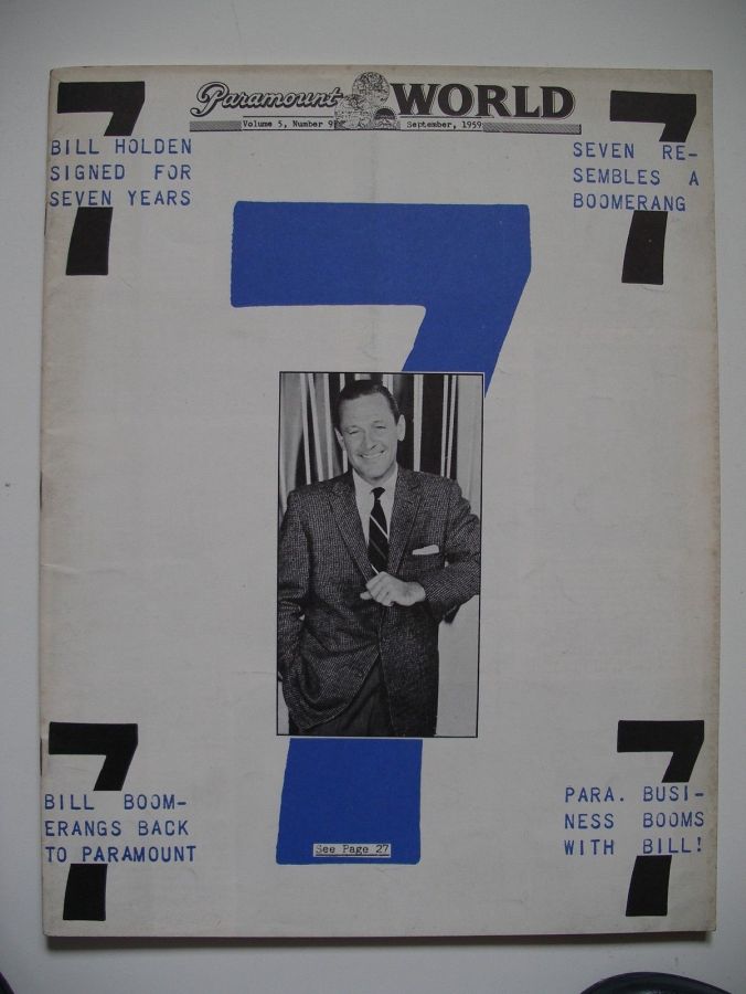 PARAMOUNT WORLD magazine side cover  September 1959