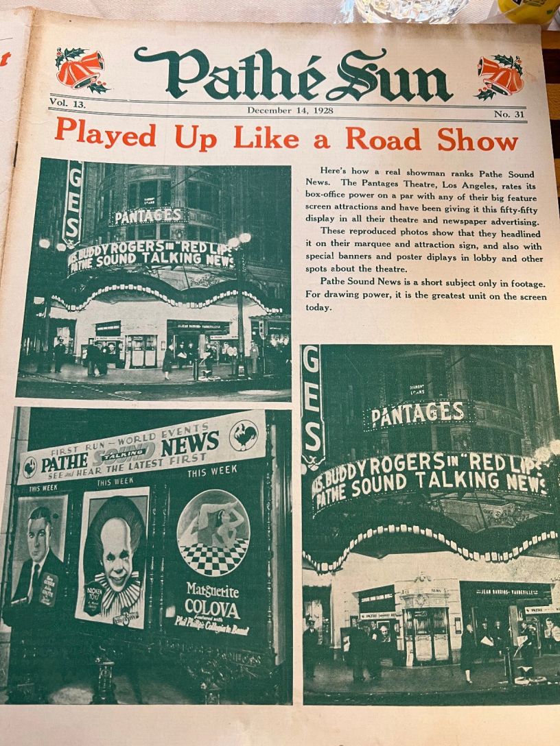 PATHE SUN magazine side cover Issue 31 14 December 1928