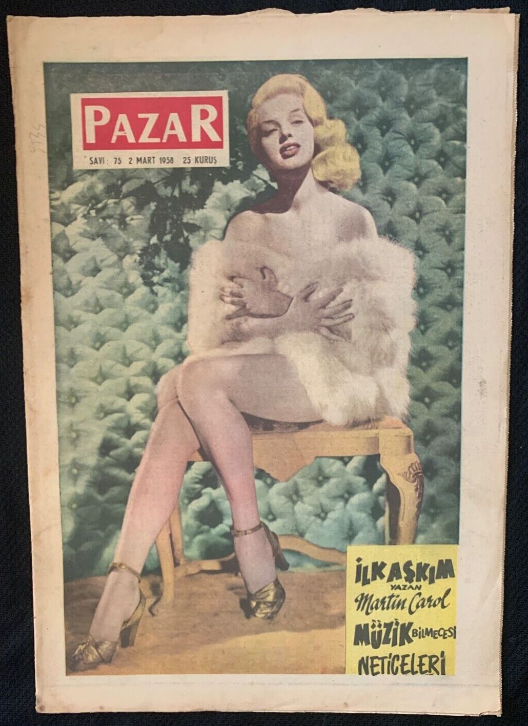 PAZAR magazine side cover Issue 75 2 March 1958