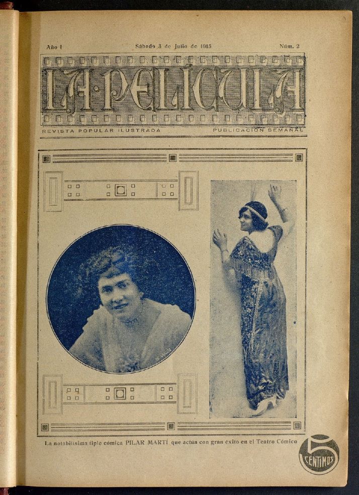 LA PELICULA (SPAIN) magazine side cover Issue 2 3 July 1915