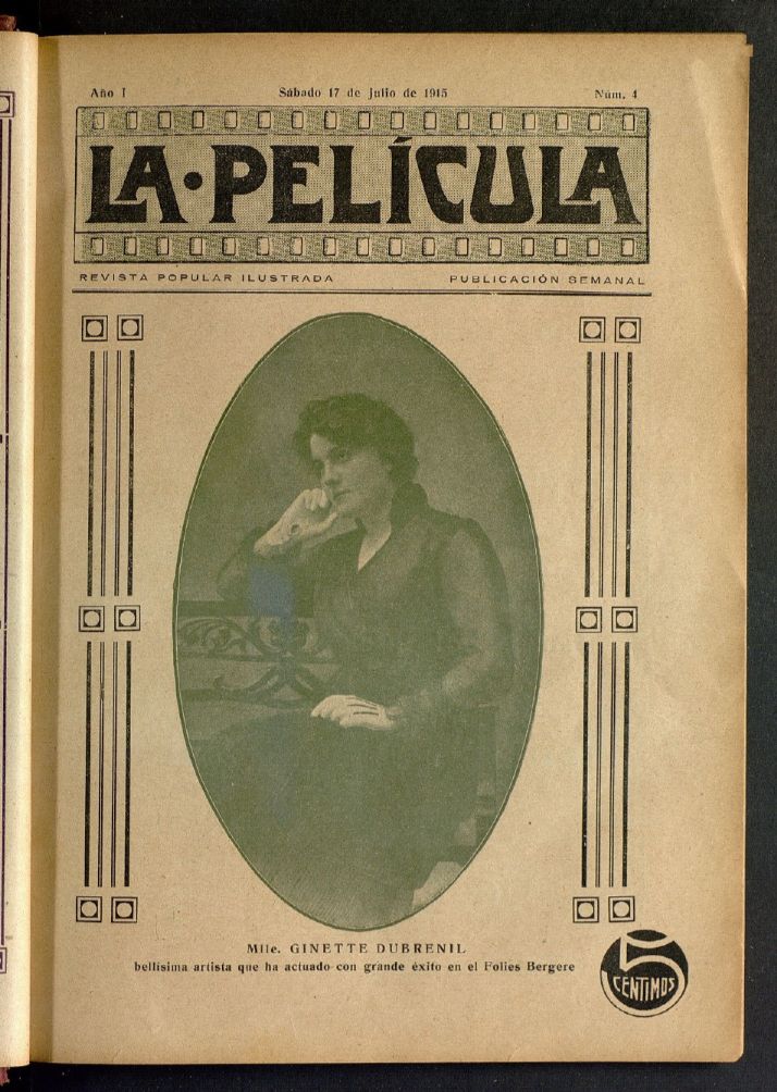 LA PELICULA (SPAIN) magazine side cover Issue 4 17 July 1915