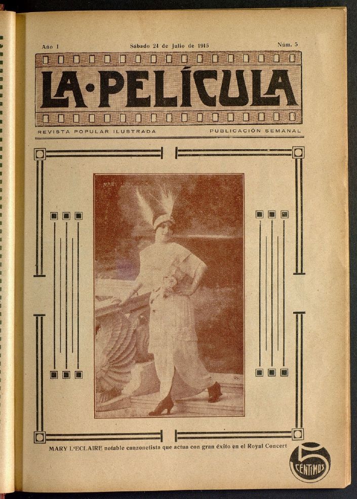 LA PELICULA (SPAIN) magazine side cover Issue 5 24 July 1915