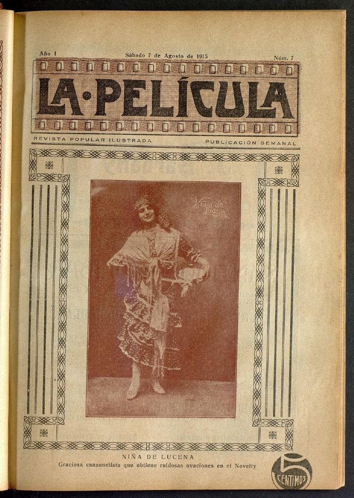 LA PELICULA (SPAIN) magazine side cover Issue 7 7 August 1915