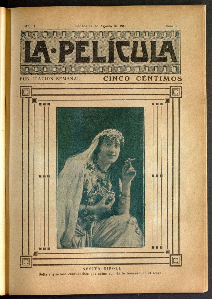 LA PELICULA (SPAIN) magazine side cover Issue 8 14 August 1915
