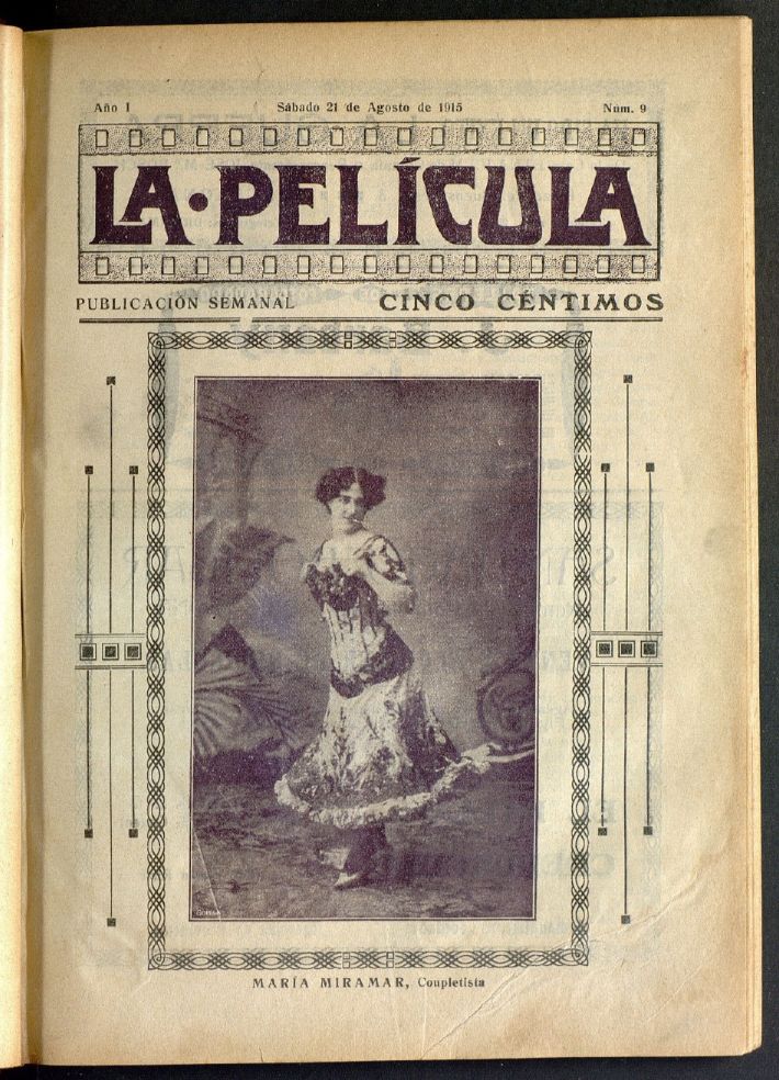 LA PELICULA (SPAIN) magazine side cover Issue 9 21 August 1915