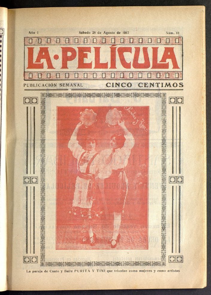 LA PELICULA (SPAIN) magazine side cover Issue 10 28 August 1915