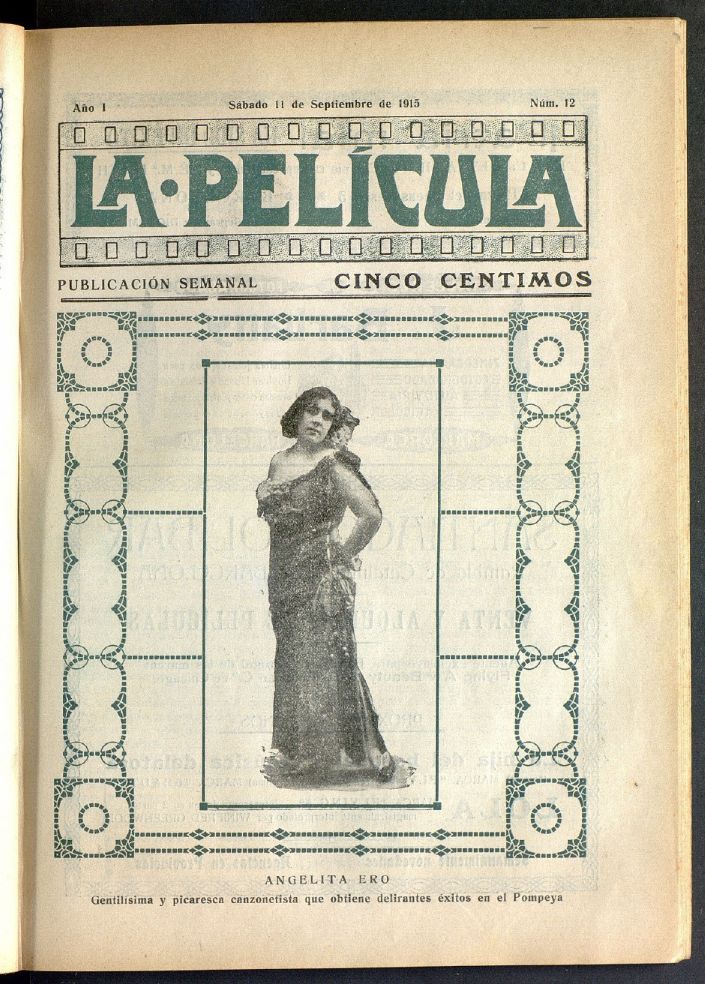 LA PELICULA (SPAIN) magazine side cover Issue 12 11 September 1915