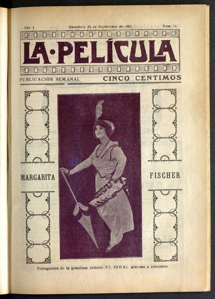 LA PELICULA (SPAIN) magazine side cover Issue 14 25 September 1915