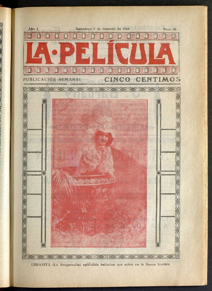 LA PELICULA (SPAIN) magazine side cover Issue 16 9 October 1915