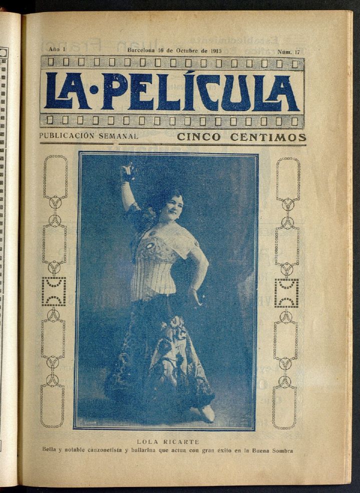 LA PELICULA (SPAIN) magazine side cover Issue 17 16 October 1915