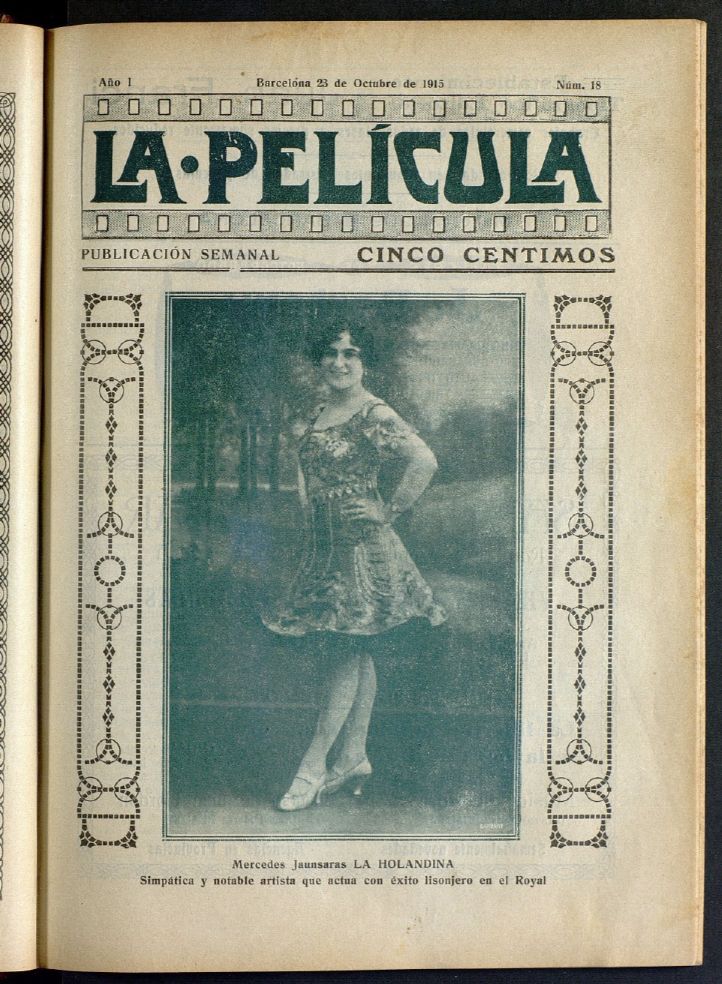 LA PELICULA (SPAIN) magazine side cover Issue 18 23 October 1915