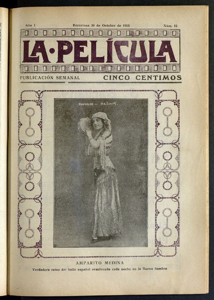 LA PELICULA (SPAIN) magazine side cover Issue 19 30 October 1915